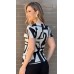 034477 - Blusa Manga Curta Estampa Geométrica